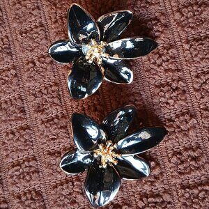 Black Flower Studs